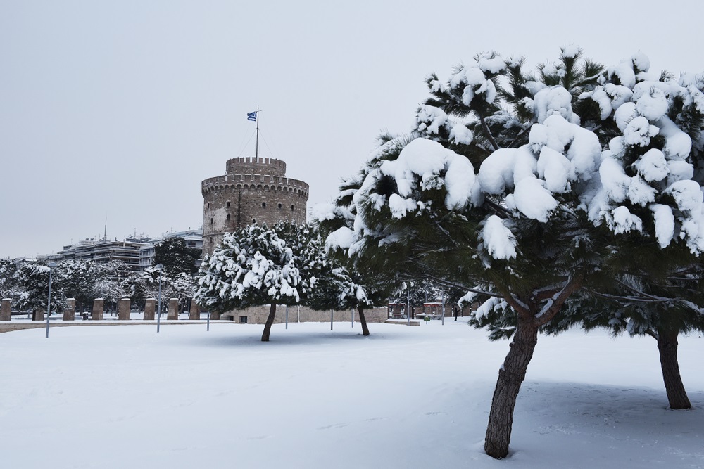 המגדל הלבן סלוניקי בחורף