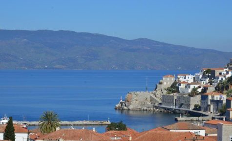 Hydra town, Relaxing patio Panoramic sea view